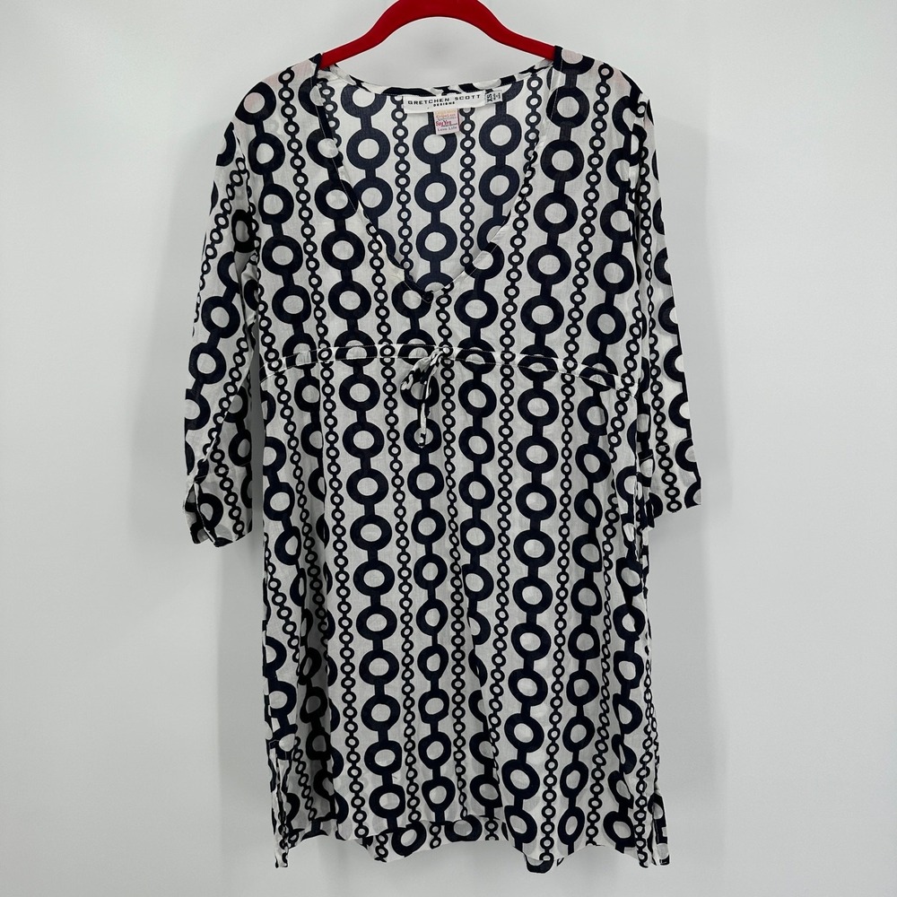 Gretchen Scott Womens Boho Tunic Dress Size XS Nautical Geometric Mod‎ Resort